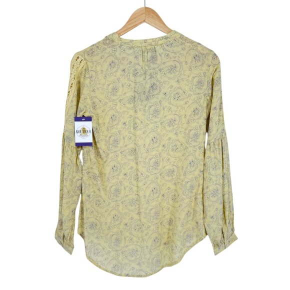 Noble Outfitters XXL Shirt Yellow Paisley Peasant Blouse Folklore Lace 21007 - Picture 5 of 16